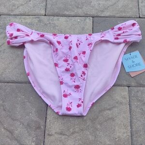 NWT SHADE & SHORE Woman Pink Floral Size large Bikini Bottom NEW!
